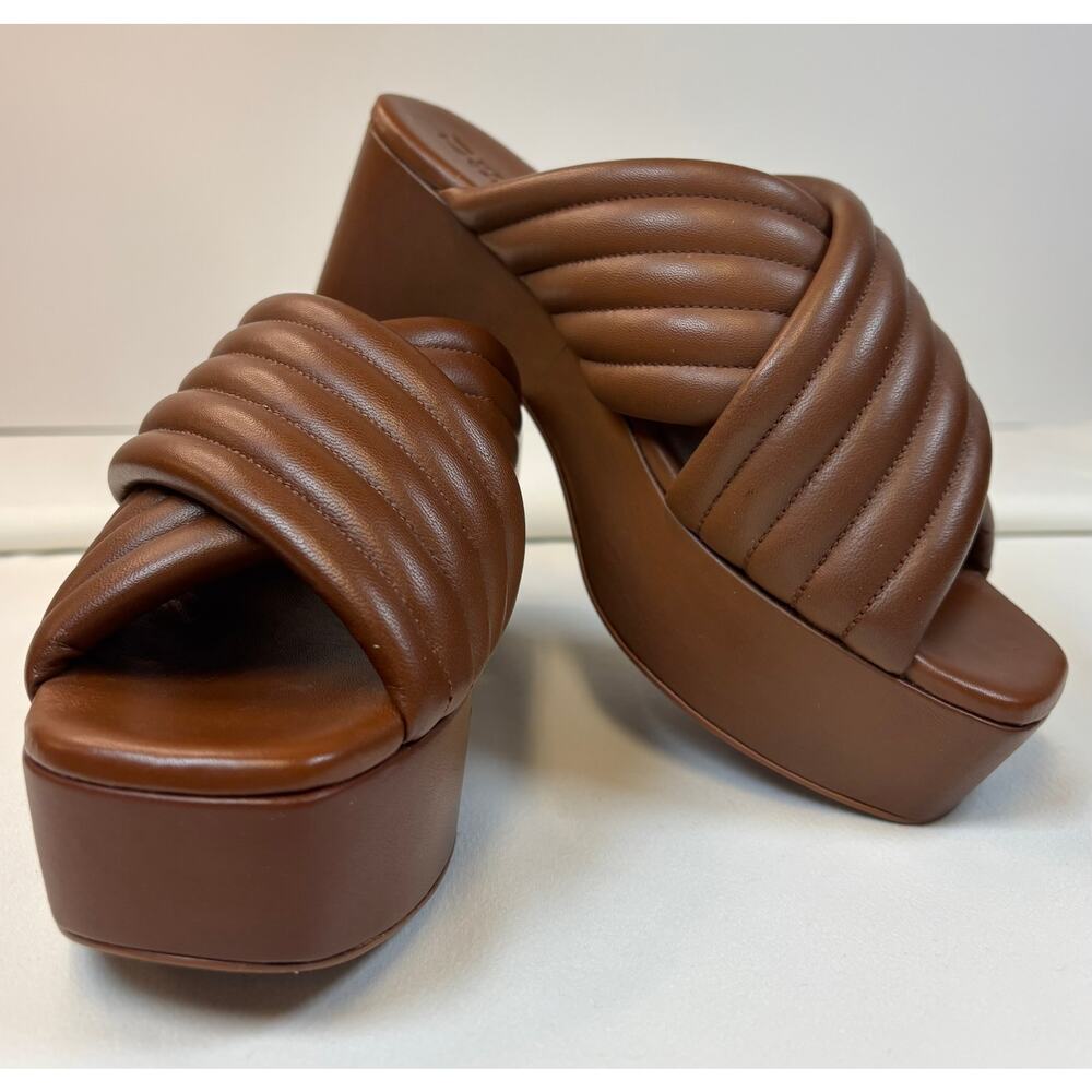 MERCEDES CASTILLO Veronica Platform Brown Leather Sandals Womens US 6.5 EU 36.5